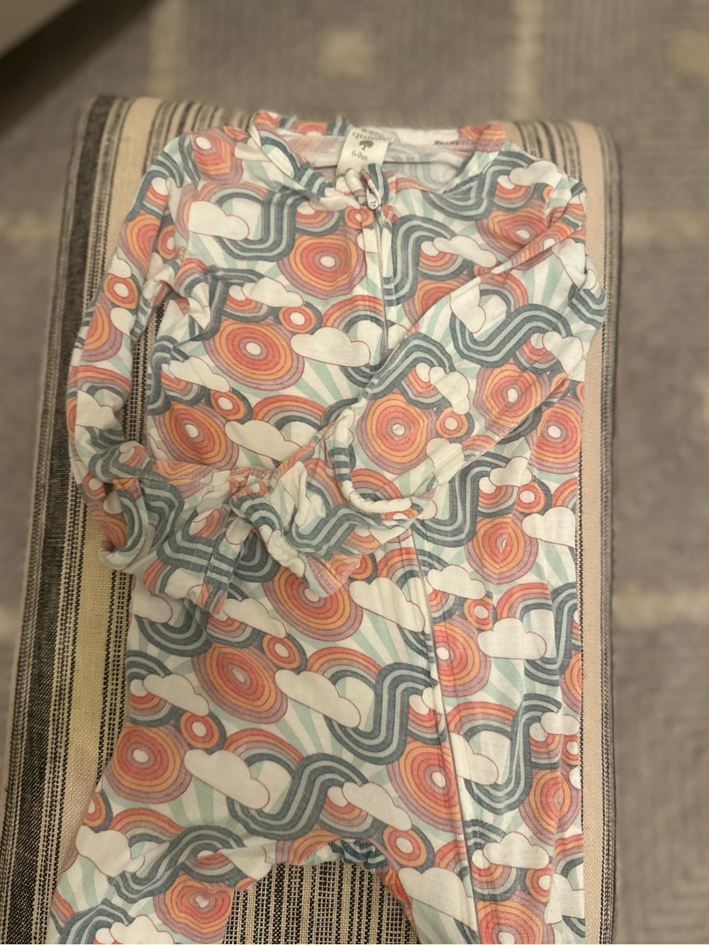 6-9 months kate quinn Pastel Cloud & Rainbow dual zipper footie